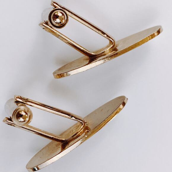 VTG Mid Century Black Cufflinks Tie Bar Chain 3-Piece Set Skyscraper Gold Tone - Picture 14 of 16